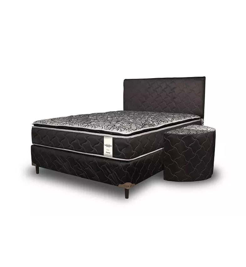 JUEGO COMPLETO SOMMIER NEO CONVENCIONAL PILLOW TOP DE 140 X 190 COLOR NEGRO