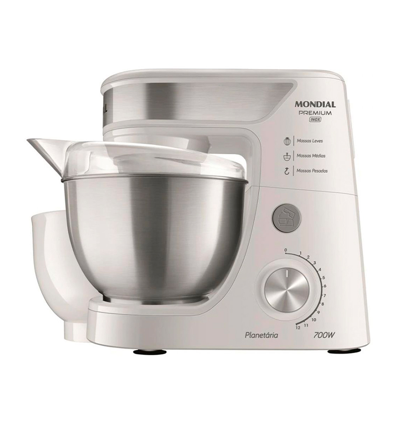 BATIDORA PLANETARIA MONDIAL 700W 220V PREMIUM INOX - 2 BOLS BP-02P-W-TI BLANCO