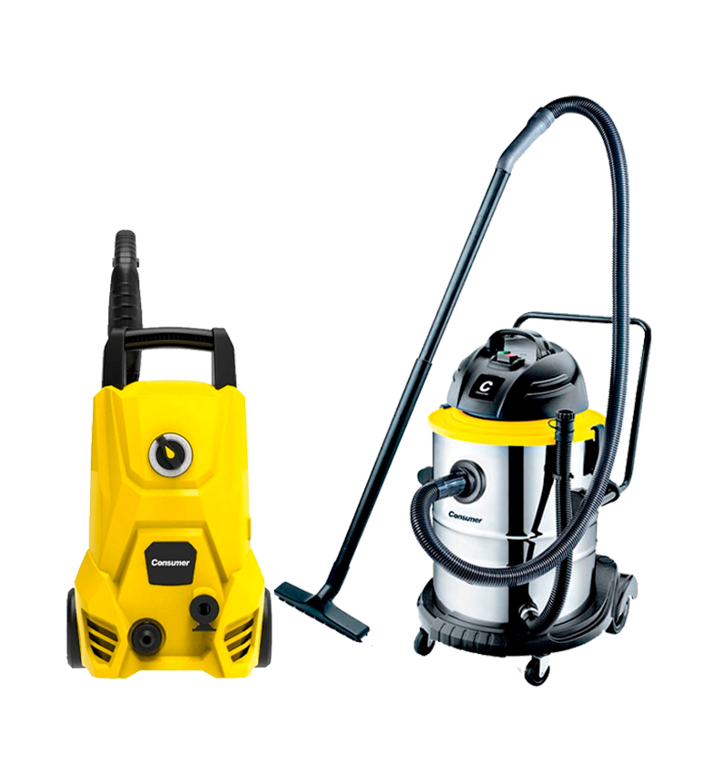COMBO MAMA- HIDROLAVADORA CICLON+ASPIRADORA DE 50LTS CONSUMER