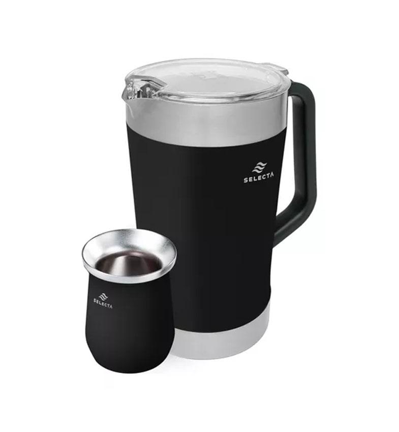 SET DE JARRA 1,9 LITROS + MATE 330 ML ACERO INOX NEGRO - SELECTA