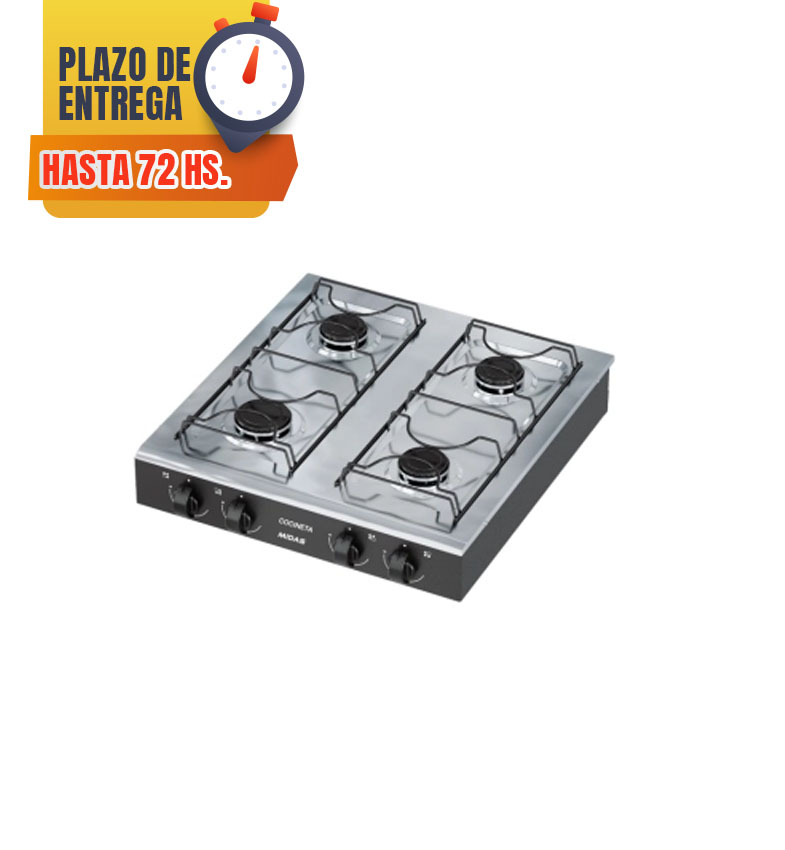 COCINA DE MESA MIDAS 4 HORNALLAS NEGRO