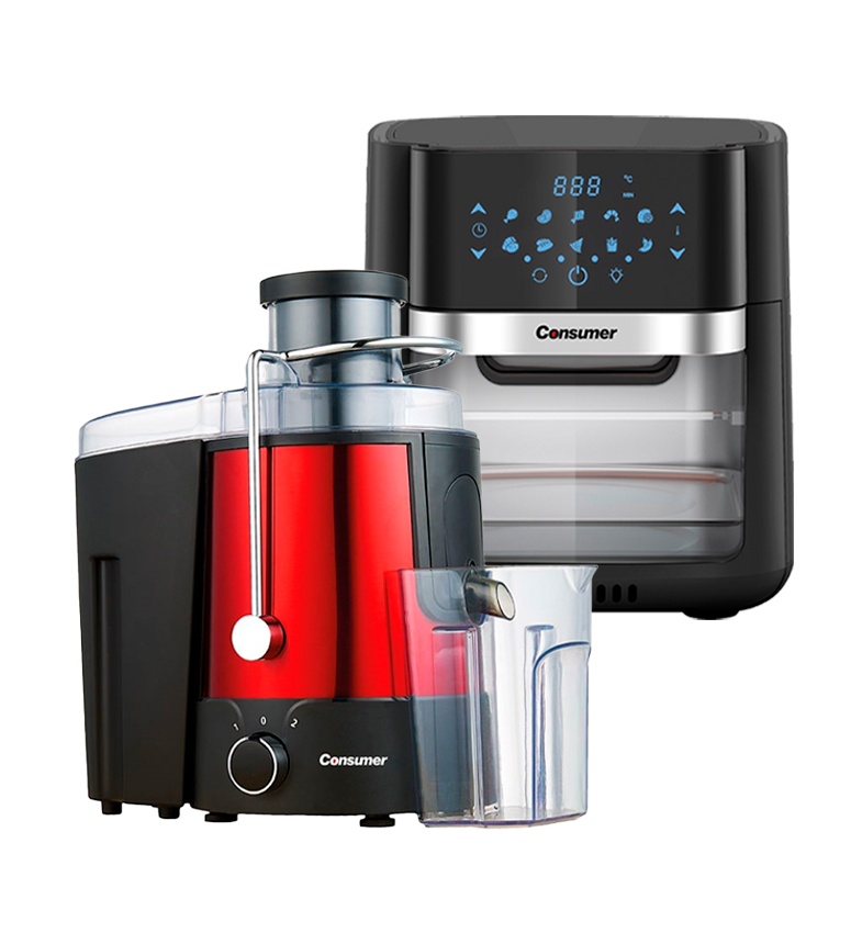COMBO MAMA-FREIDORA DE AIRE DE 10L+EXTRACTOR DE JUGO CONSUMER