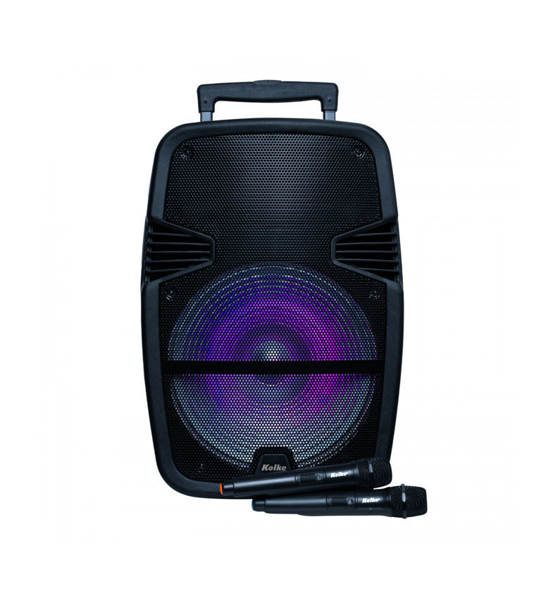 PARLANTE KOLKE SONIC KPB-157 15/BATERIA/USB/FM/10,000PMPO/ 2 MICROFONOS