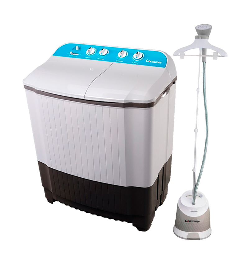 COMBO MAMA-LAVARROPA DOBLE 10K+PLANCHA VERTICAL CONSUMER